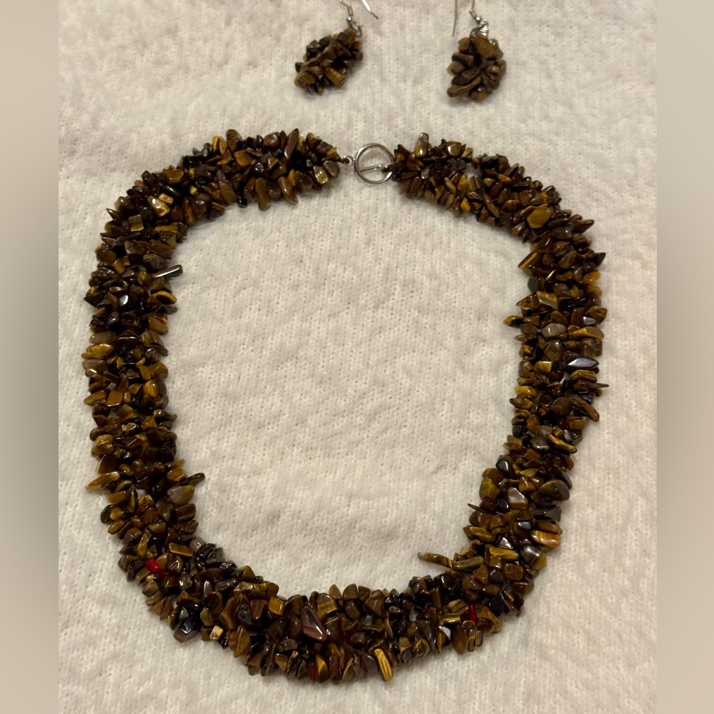Tiger’s Eye Necklace and Earring Set